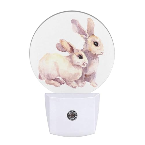 Image of EKOBLA Easter Bunny Night Light, White Rabbit Night Lights Plug Into Wall with Auto Sensor for Kids, Women and Happy Easter Decor