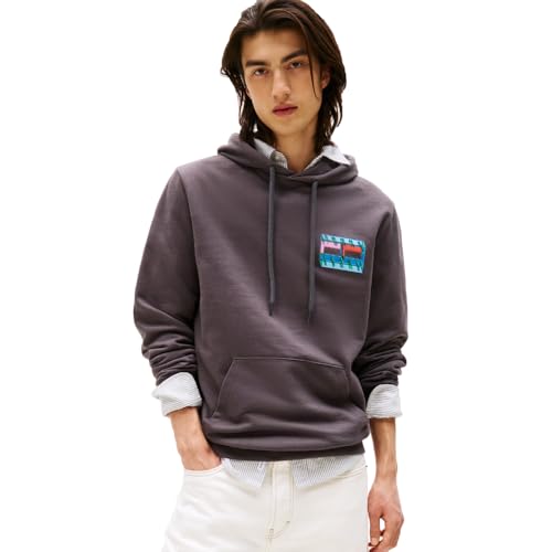 Tommy Jeans Men's Medium Weight Hoodie Sweatshirt with Printed Logo