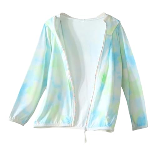 Kids Zip-Up Hoodie Girls Boys Upf50+ Sun Protection Jacket Hooded Rash Guard Breathable Long Sleeve Cooling Shirt Multicolour2,15-16 Years