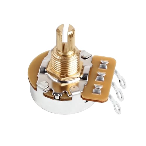 Image of Banworks Brass A500K+B500K Imperial 3 /8 inch Thread Full Sized Pots 24-Spline Split Short Shaft (15.5mm) 2A2B Audio & Linear Taper Potentiometers for Gibson Les Paul LP /SG Fender Strat /Tele PRS JT /XNQ-13
