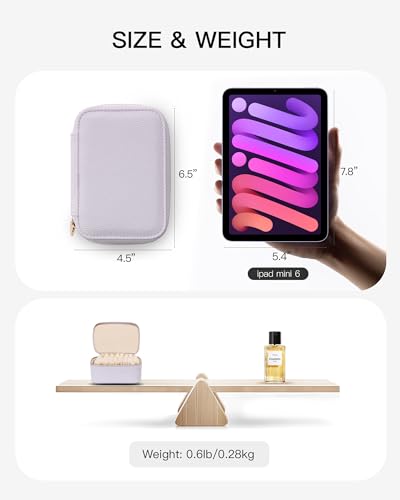 Vlando Jewelry Travel Case,Travel Jewelry Organizer with Clear Velvet Jewelry Bags Zipper Pouch for Women Girl Gift- 8Pcs Purple