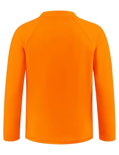 Boys Rash Guard Long Sleeve UPF 50+ Swim Shirts Zipper Kids Sun Protection Fishing Water Beach Surfing Shirt Neon Orange 5T2