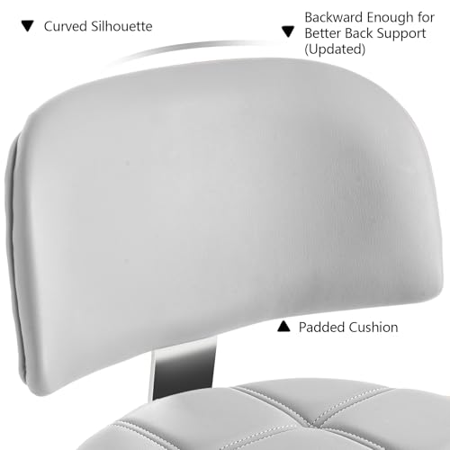 Lockable Stool with Back and Foot Rest Ergonomic Rolling Hydraulic Adjustable Stool for Doctor Esthetician Artist Home Small Office Desk (Grey, 24''-31'')