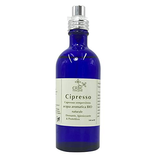 Agua aromática Bio Ciprés Hidrolato DRENANTE, ASTRINGENTE - Puro concentrado de naturaleza - Fabricado a mano en Toscana (100 ml)