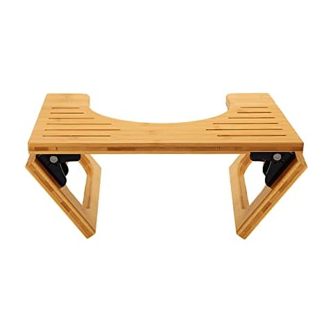 AmazerBath 7 Inches Bamboo Toilet Stool Squat for Adults, Collapsible Poop Stool for Bathroom, Potty Step Stool with Non-Slip Strip, Improve Bathroom Posture and Comfort, Natural Color Cover