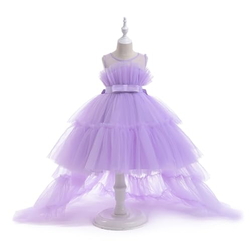 2-11Y Girl High Low Dresses for Wedding Kid Ruffle Tulle Communion Party Princess Pageant Ball Gown Dress with Train3