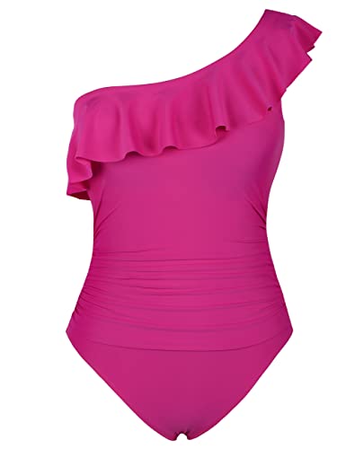 Maillot de bain une pièce asymétrique à volants pour femme chic