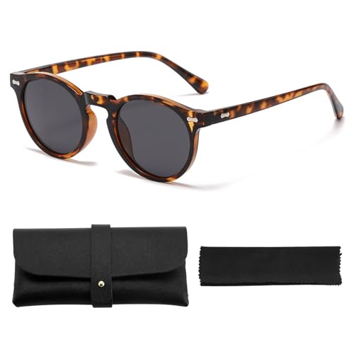 HTTDSLF Gafas de Sol Niños Niñas, Gafas de Sol Polarizadas Redondas Niños y Adolescentes de 8 a 18 Años, UV400, Retro de Estilo & HD, con Bolsa para Gafas