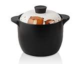 Lotus Blue 5-Quart Cartoon Pattern Ceramic Round Black Dish Casserole/Clay Pot/Earthen Pot/Ceramic...