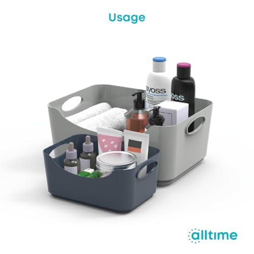 Image of Alltime Versa Storage Organmiser Basket with Handles, 34x24x14 cm, Bathroom Toiletries Organiser