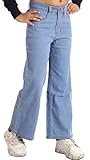 ADBUCKS Stretchable Denim Fabric High Rise Straight Fit Jeans for Girls (in, Age, 9 Years, 10 Years, Light Blue)