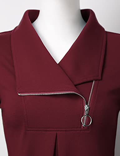 Image of VALOLIA Women's Casual Swing Sweatshirt Long Sleeve Zipper Lapel Fashion Pullover Tunic