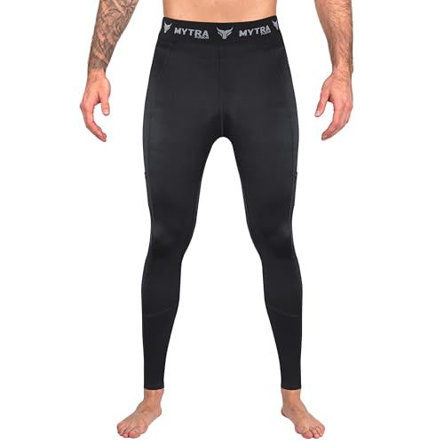 Mytra Fusion Legging Homme Sport Couche de Base Collants Pantalons Leggings - Collant Homme pour entraînement de Gymnastique Fitness entraînement en Cours d'exécution (Black,L)
