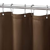 Gibelle Brown Fabric Shower Curtain or Liner, 72x72 Waterproof Shower Curtain Liner for Bathroom with Metal Grommets and 12 Plastic Hooks, Soft Cloth & Hotel Quality, Machine Washable