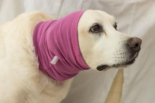 Image of Dog Head Cover Keep Calm Comfort Anti Anxiety Relief Protection Dog Ear Wrap for Noise Cancelling Rose L