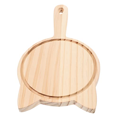 FUNOMOCYA Pizza Board Handles Round Cheese Cutting Board Wooden Serving Tray for Kitchen