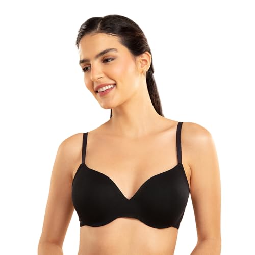 Image of NYKD NYB218 Modal Fabric Lightly Padded Wired T-Shirt Bra for Women Seamless Neckline Non Slip Shoulder Straps
