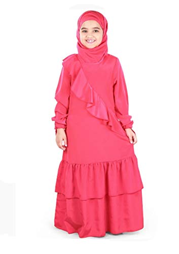 RADANYA Kid Girl's Muslim Dresses Long Sleeve Abayas and Jilbabs Robe Islamic Clothes for 3-12Yrs Hot Pink RADANYA Kid Girl's Muslim Dresses Long Sleeve Abayas and Jilbabs Robe Islamic Clothes for 3-12Yrs Hot Pink
