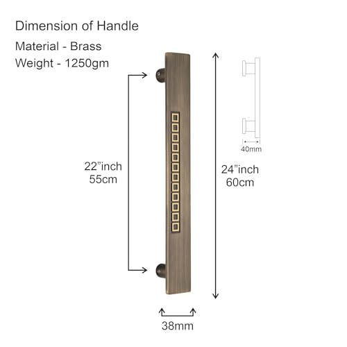 Image of COMPASS 24 inch Brass Main Door Handle | Door Handles for Main Door | Pull Handles for All The Doors of House | Office | Hotels | PH-231 (Pack of 1, Antique Finish)