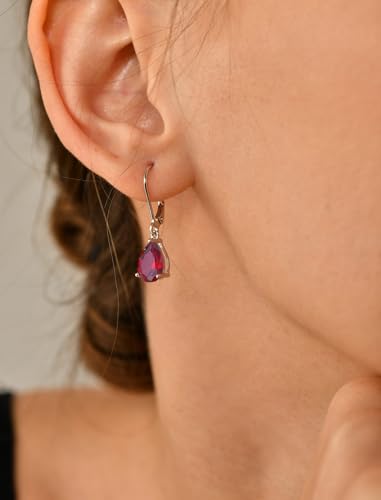 YL 925 Sterling Silver Teardrop Dangle Drop Earrings for Women 7x10 MM Solitaire Birthstone Leverback Jewelry2