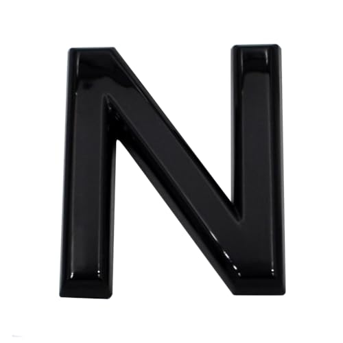 3D ブラック エンブレム アルファベット & 数字 車のエンブレム 表札やポストにもお勧め (N)