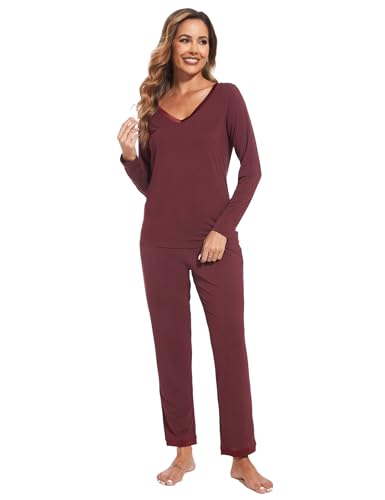 Image of GYS Women's Bamboo Viscose Long Sleeve Pajamas Set