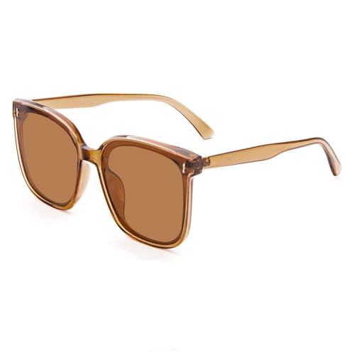 Oversized Polarized Sunglasses - Womens Trendy Classic Square Retro Vintage Shades Large Frame Sunnies3