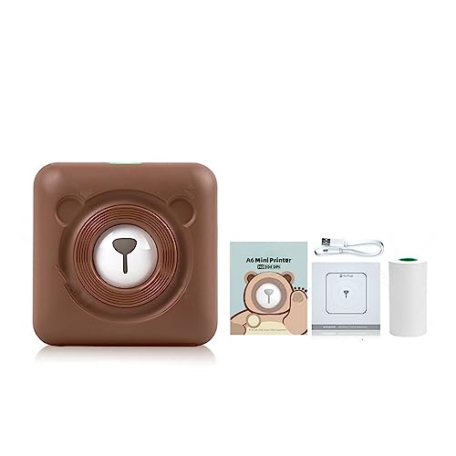 Image of Red Portable Thermal Photo Printer Wireless Mini Pocket Pictures Label Sticker Printing 58mm(304dpi Brown Printer)