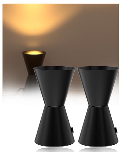 HeatingLux LED Bodenstrahler 6W 600LM Uplight Spot, 3000K Warmweiß Aluminium Bodenlampe Innen, Fassung mit E14 Lampe und Fußschalter(Schwarz, 2er-Pack)