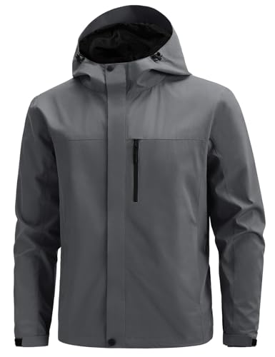 Voqeen Chaqueta Impermeable Hombres Softshell Impermeable Ligero Cazadora Transpirable Casual Cortavientos Con Capucha Para Correr Ciclismo Senderismo Escalada Deporte