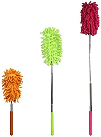 FXCIST Feather Duster Microfiber Duster Dusting Brush with Extendable Pole Washable Duster Head for Home Office Car 3 Set