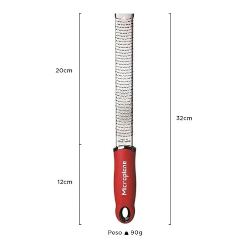 Image of Microplane Classic Red Zester Grater, Stainless Steel - Citrus Zesting & Cheese Grating, Dishwasher Safe, Made in USA, Model Name: Microplane