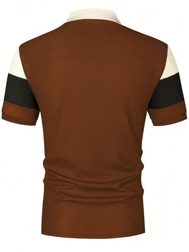 SOLY HUX Men's Golf Shirt Color Block Letter Print Short Sleeve Collared Shirts Work Casual Shirts miniatura 6