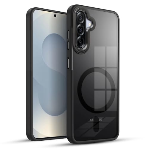 Image of KARWAN Translucent Hybrid Back Case Cover Compatible with Samsung A36 Shockproof Case with Camera Protection, N52 Magnet Cover Case with Magnetic MagEaze Wireless Charging Cover (Black)