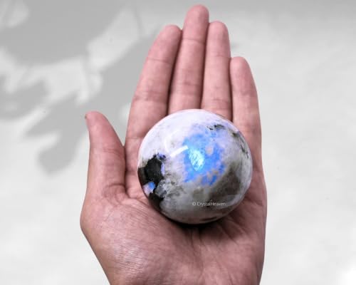 Image of Certified Rainbow Moonstone Crystal Ball for Meditation - Premium Crystal Vastu Items for Home and Feng Shui Items for Good Luck - Ideal for Pooja Supplies and Spiritual Practices (2.5 inch Inch)