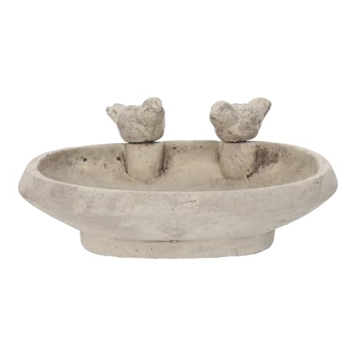 Annastore Vogeltränke im Vintage-Look aus Zement 27 x 20 cm - Vogelbad - Wasserbecken Tiere - Vogelbecken - Gartendeko