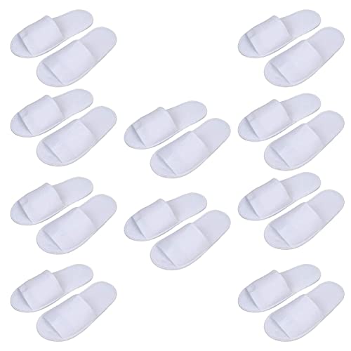 Sumedtec Zapatillas Desechables, Set de 10 Pares de Zapatillas de Hotel/Zapatillas de Viaje/Zapatillas de baño, Blancas, Zapatillas Desechables (Puntera abierta)