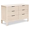 Carters by Colby 6 Drawer Baby Dresser for Bedroom Kids Dresser for Boys Girls Double Chest of Drawers for Nursery Versatile Wooden Dresser for Living Room Hallway Washed Natural