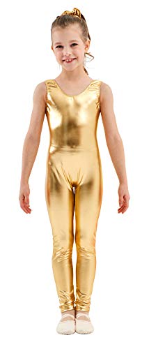 Women & Girls Shiny Metallic Tank Unitards Full Body One Piece Sleeveless Bodysuit