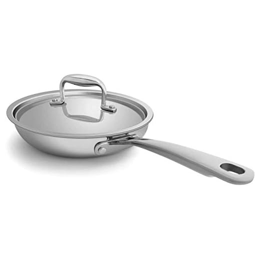 Fortune Candy Fry Pan with Lid, 3-ply Skillet, 18/8 Stainless Steel, Induction Ready, Dishwasher Safe, Silver (8-Inch)