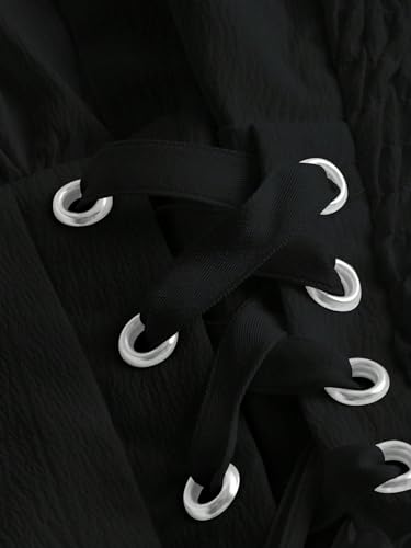 Women's 2024 Midi Dress Long Sleeve Tie Back Flounce Sleeve Dress3