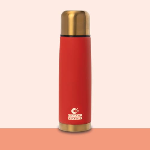 Image of CLAY CRAFT VACBOTT Terra Royal Double Walled|18 Hours Hot and 24 Hours Cold Vacuum Insulated|Thermosteel|Flask Bottle 1000 ml|Steel Bottles for Travelling|BPA-Free|BIS Certified|1Year Limited Warranty
