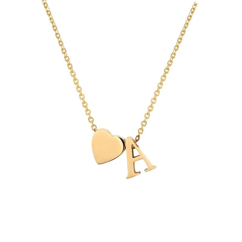 El Regalo Heart A Initial Letter Pendant Necklace- Stainless Steel A Heart Necklace for Girls & Women (Golden) (B0CT8WX4NC) Amazon Price History, Amazon Price Tracker