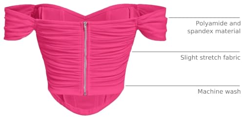 Image of Floerns Women's Off Shoulder Short Sleeve Asymmetrical Hem Ruched Corset Crop Top