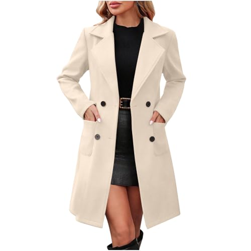 Manteau long en laine femme trench d'hiver chic et coupe-vent ajusté