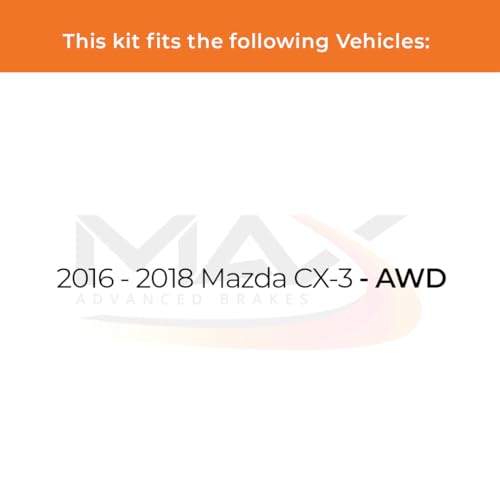 Image of Max Advanced Brakes Front & Rear Brake Kit Compatible With 2016 2017 2018 Mazda CX-3 AWD Replacement Cross Drilled Disc Brake Rotors and Ceramic Brake Pads