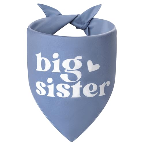 Agroon Big Sister Dog Bandana Grey XLarge 1PCS Adjustable Triangle Scarf Pregnancy Announecment New Baby for Family.