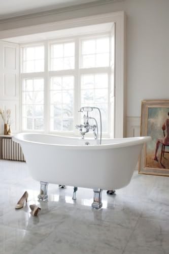 Casa Padrino Jugendstil Badewanne Naturstein freistehend 1700mm BCha Weiß - Freistehende Retro Antik Badewanne, Badewannen Füsse:Luxury Classic Weiß – Bild 4