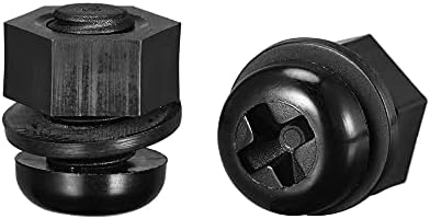 sourcing map Nylon Screw Nut Washer Assortment Kit, M3x25mm Round Head Machine Screw Bolt Nuts Flat Washers Black 20 Set