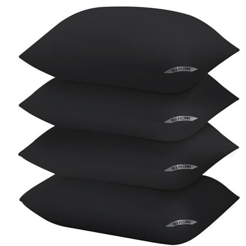 Sycoodeal Standard Size Bed Pillows for Sleeping 4 Pack,Luxury Hotel Pillows,Comfortable and Supportive,Machine Washable,Suitable for Stomach,Back and Side Sleepers(Black)